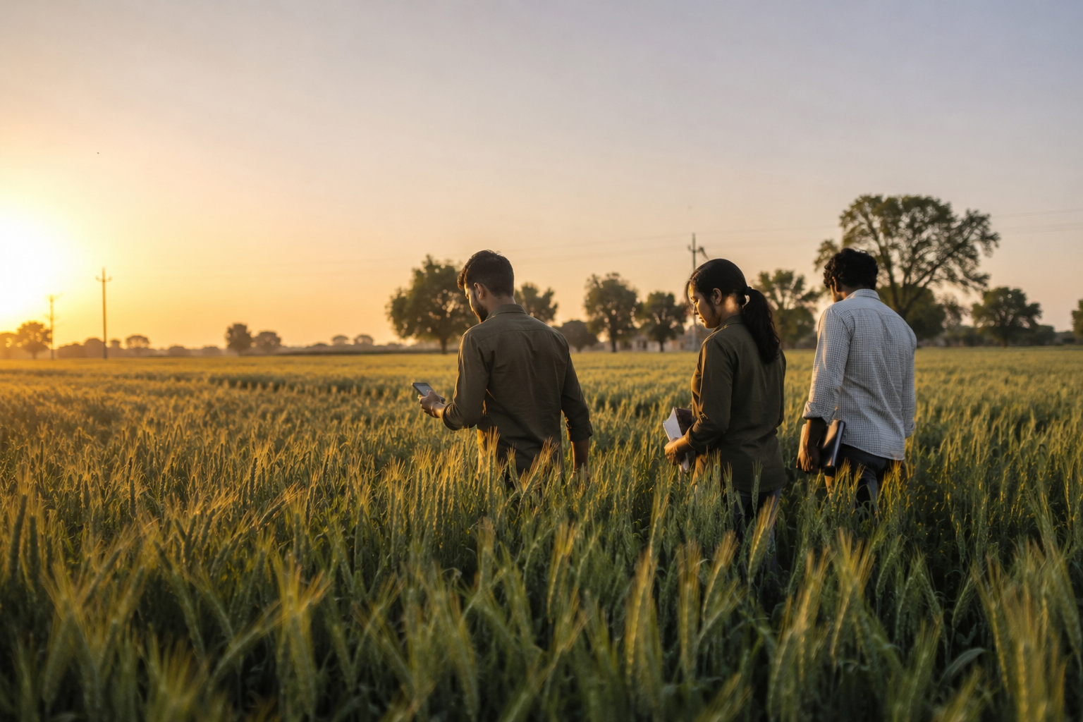 A Khetora field partner sitting with a farming family in Haryana, explaining the platform in person